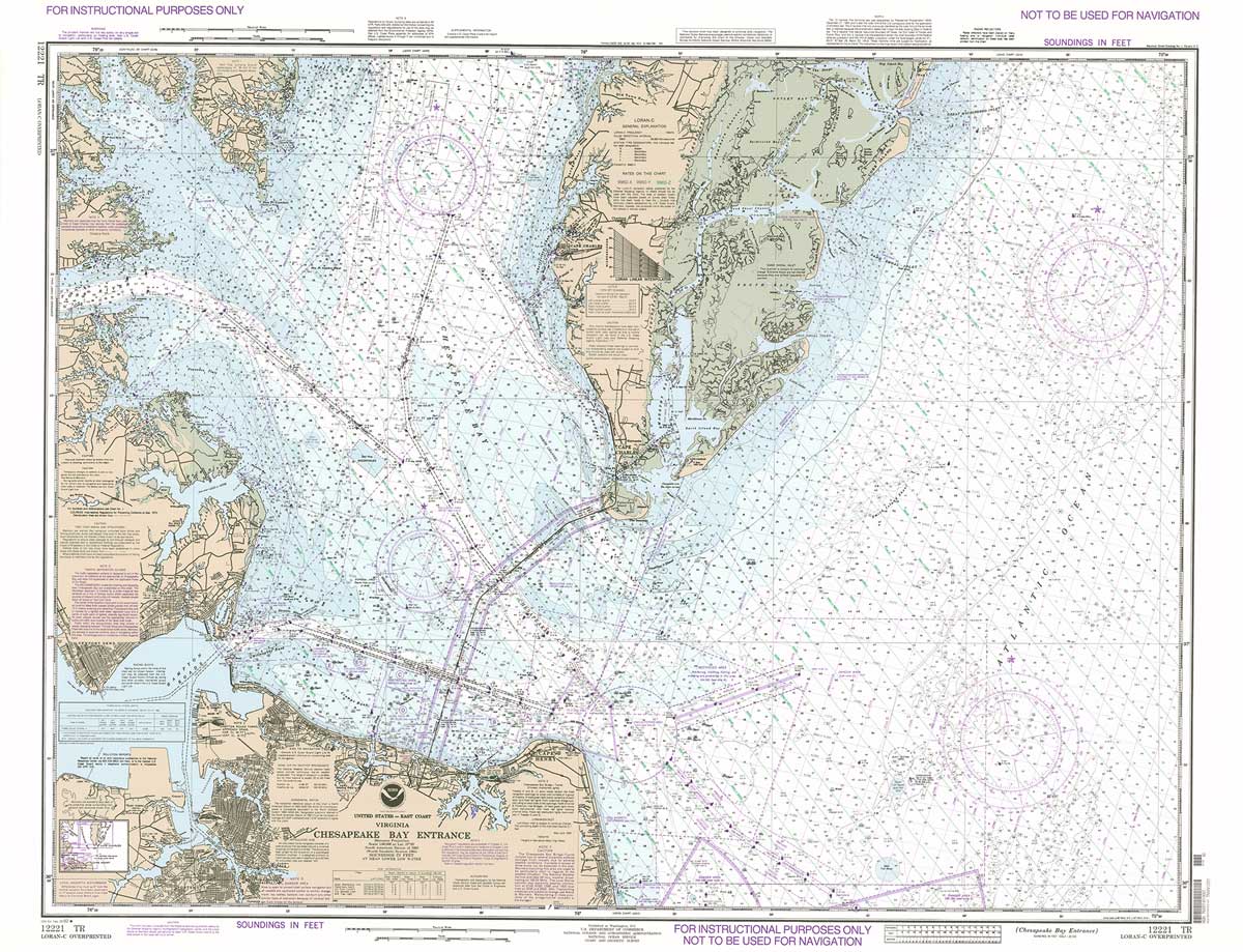 Chesapeake Bay Entrance 35.5 x 44.8 NOAA Chart 12221 Waterproof