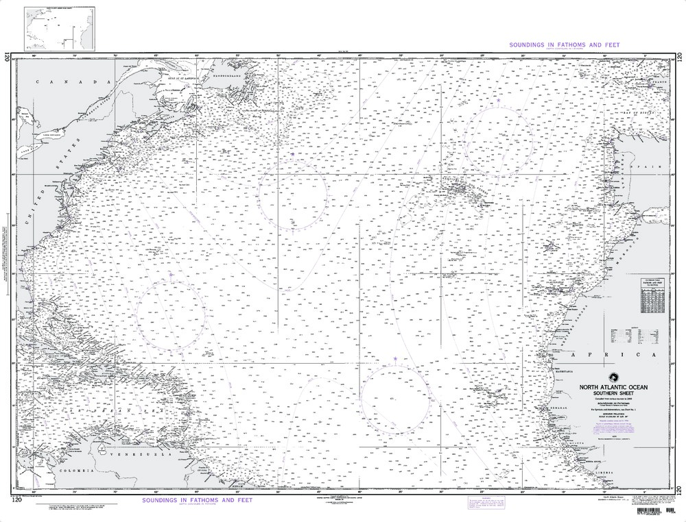 North Atlantic Ocean Southern Sheet NGA Chart 120