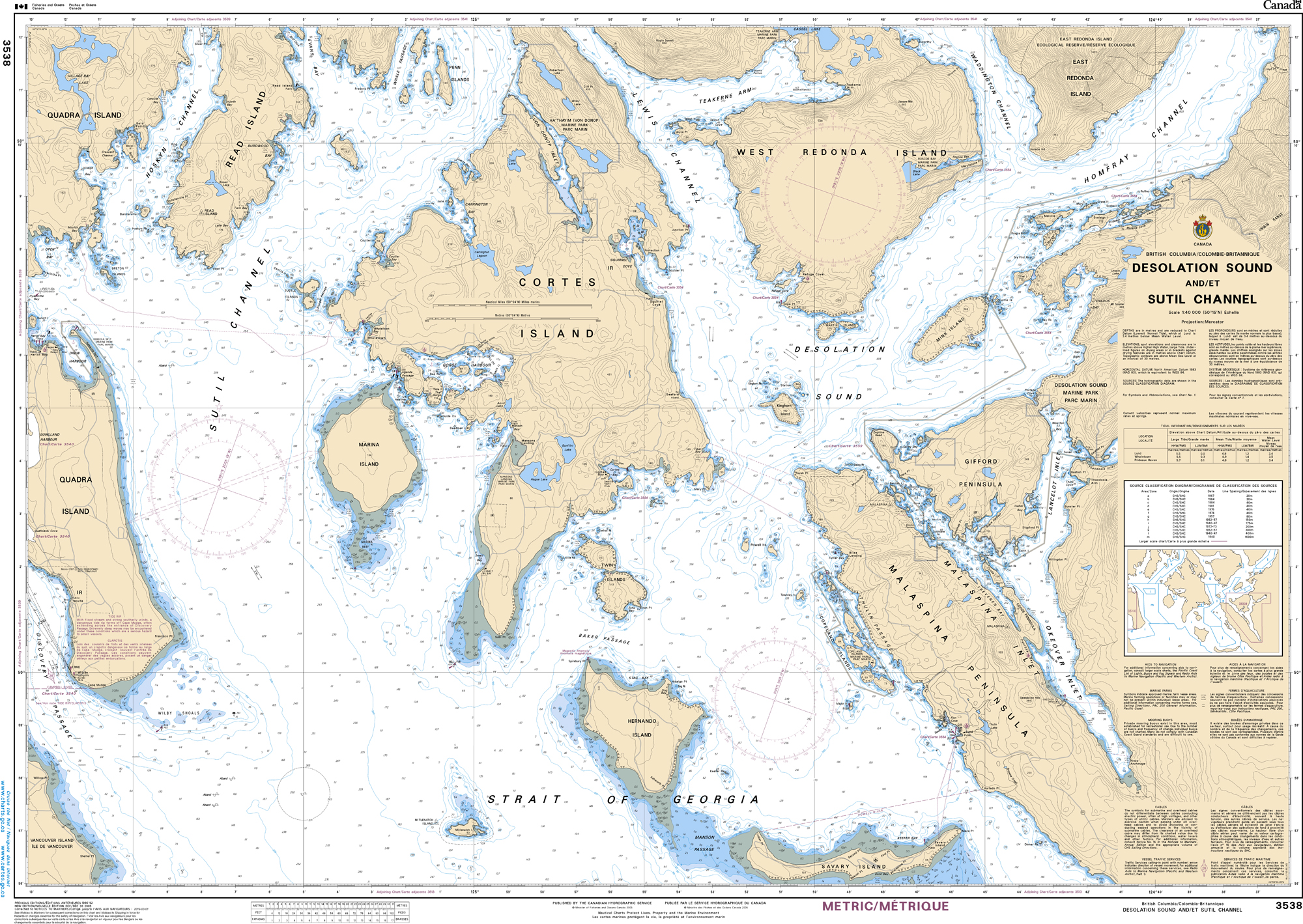Pacific Region, CHS Chart 3538: Desolation Sound and/et Sutil Channel