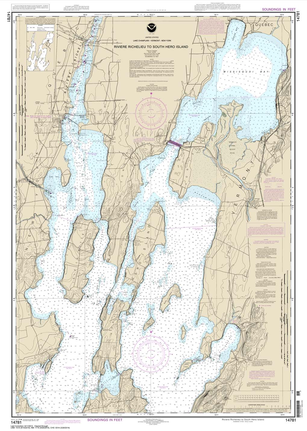 HISTORICAL NOAA Chart 14781: Riviere Richelieu to South Hero Island