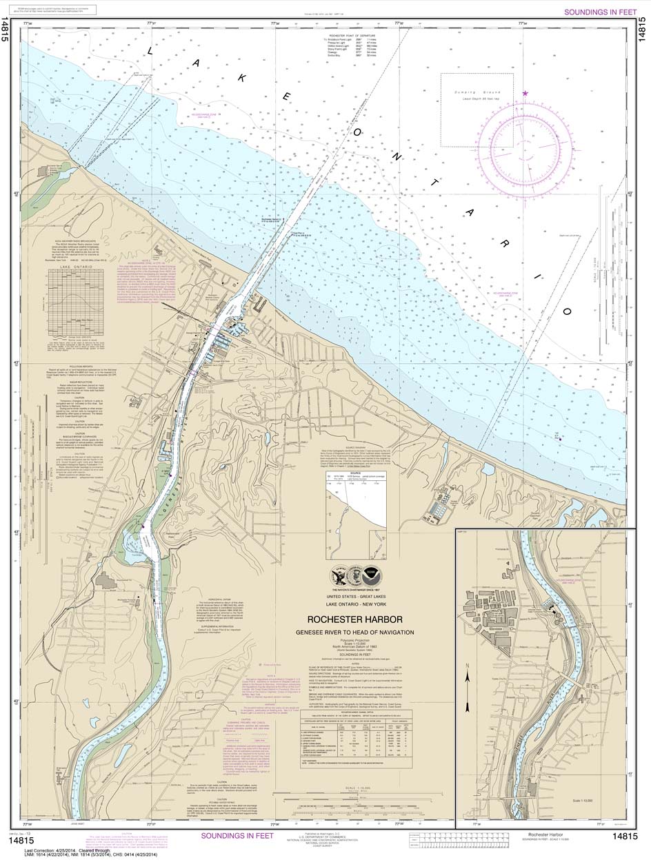HISTORICAL NOAA Chart 14815: Rochester Harbor: including Genessee River to head of navigation