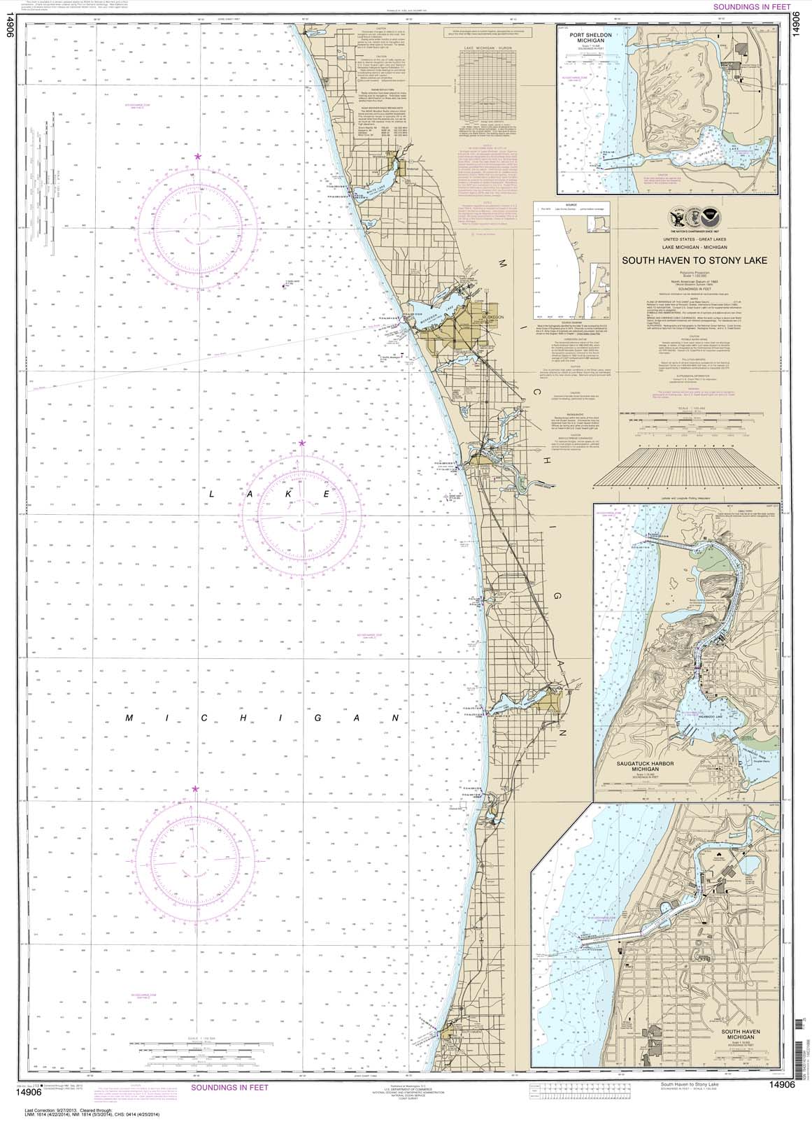 HISTORICAL NOAA Chart 14906: South Haven to Stony Lake;South Haven;Port Sheldon;Saugatuck Harbor