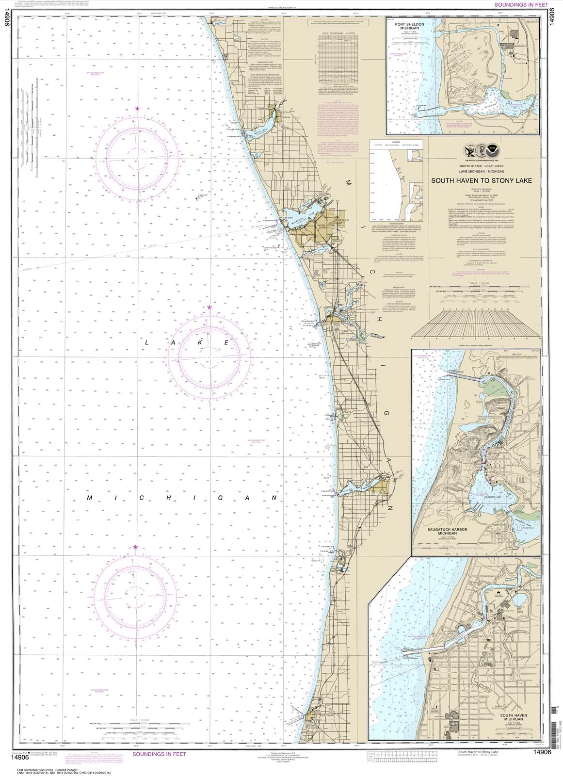 HISTORICAL NOAA Chart 14906: South Haven to Stony Lake;South Haven;Port Sheldon;Saugatuck Harbor