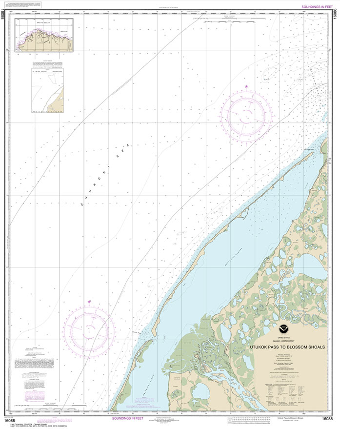 HISTORICAL NOAA Chart 16088: Utukok Pass to Blossom Shoals