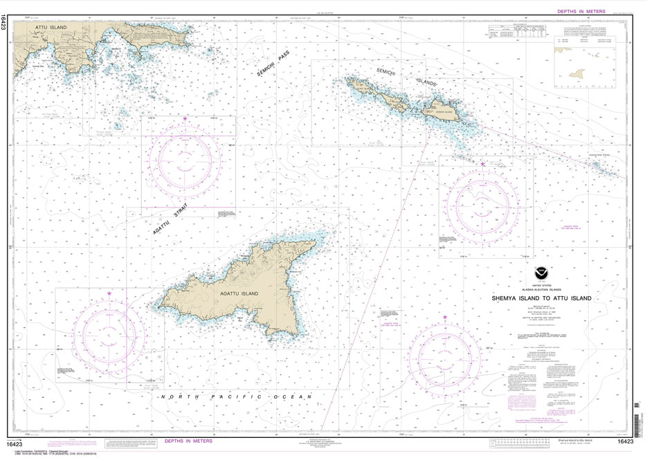 HISTORICAL NOAA Chart 16423: Shemya Island to Attu Island