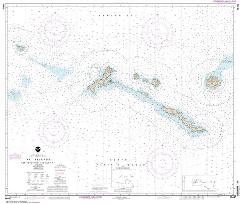 HISTORICAL NOAA Chart 16440: Rat Islands Semisopochnoi Island to Buldir l.