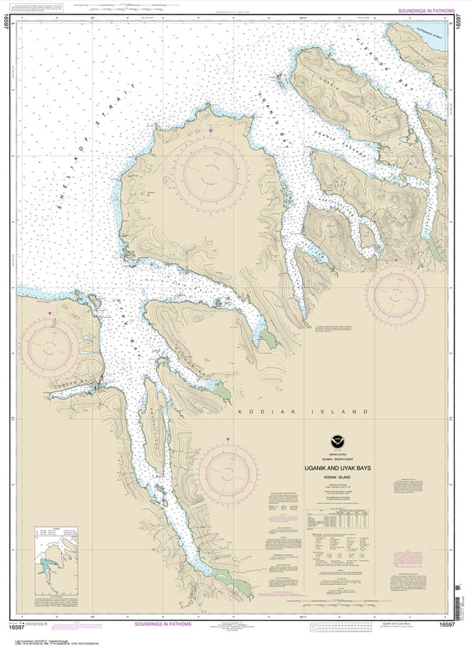 HISTORICAL NOAA Chart 16597: Uganik and Uyak Bays
