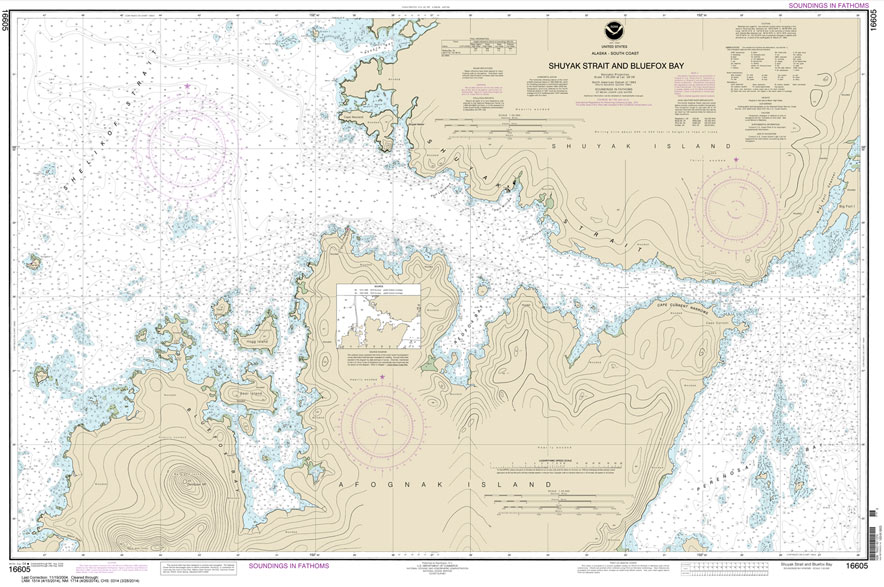 HISTORICAL NOAA Chart 16605: Shuyak Strait and Bluefox Bay