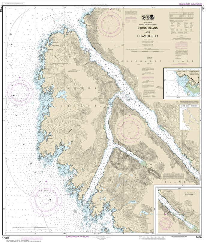 HISTORICAL NOAA Chart 17303: Yakobi Island and Lisianski Inlet;Pelican Harbor