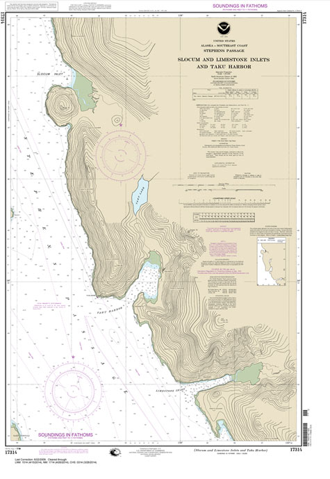 HISTORICAL NOAA Chart 17314: Slocum and Limestone Inlets and Taku Harbor