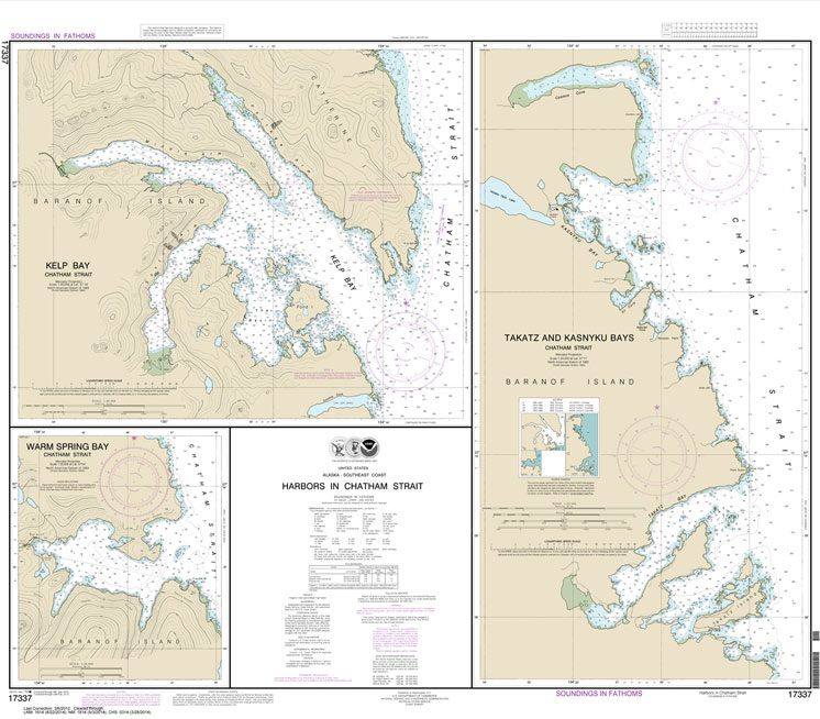 HISTORICAL NOAA Chart 17337: Harbors in Chatham Strait Kelp Bay;Warm Spring Bay;Takatz and Kasnyku Bays