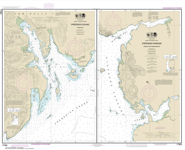 HISTORICAL NOAA Chart 17363: Pybus Bay: Frederick Sound;Hobart and Windham Bays: Stephens P.