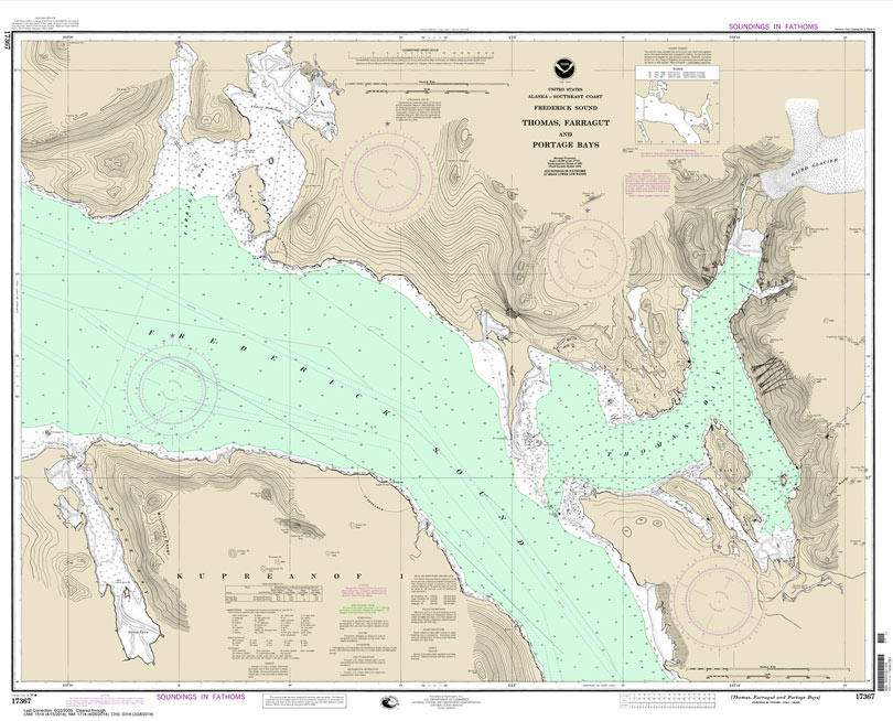 HISTORICAL NOAA Chart 17367: Thomas: Farragut: and Portage Bays: Frederick Sound