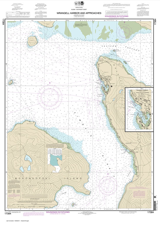 HISTORICAL NOAA Chart 17384: Wrangell Harbor and approaches;Wrangell Harbor