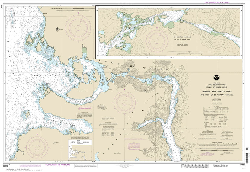 HISTORICAL NOAA Chart 17387: Shakan and Shipley Bays and Part of El Capitan Passage;El Capitan Pasage: Dry Pass to Shakan Strait