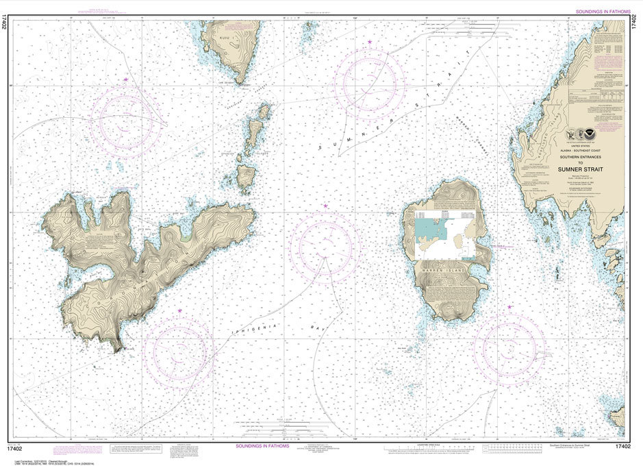 HISTORICAL NOAA Chart 17402: Southern Entrances to Sumner Strait