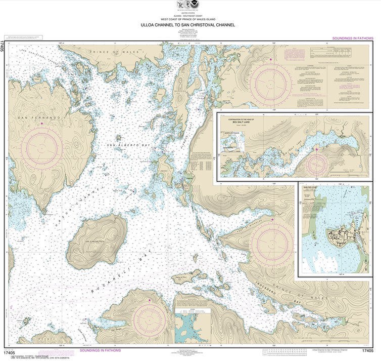 HISTORICAL NOAA Chart 17405: Ulloa Channel to San Christoval Channel;North Entrance: Big Salt Lake;Shelter Cove: Craig