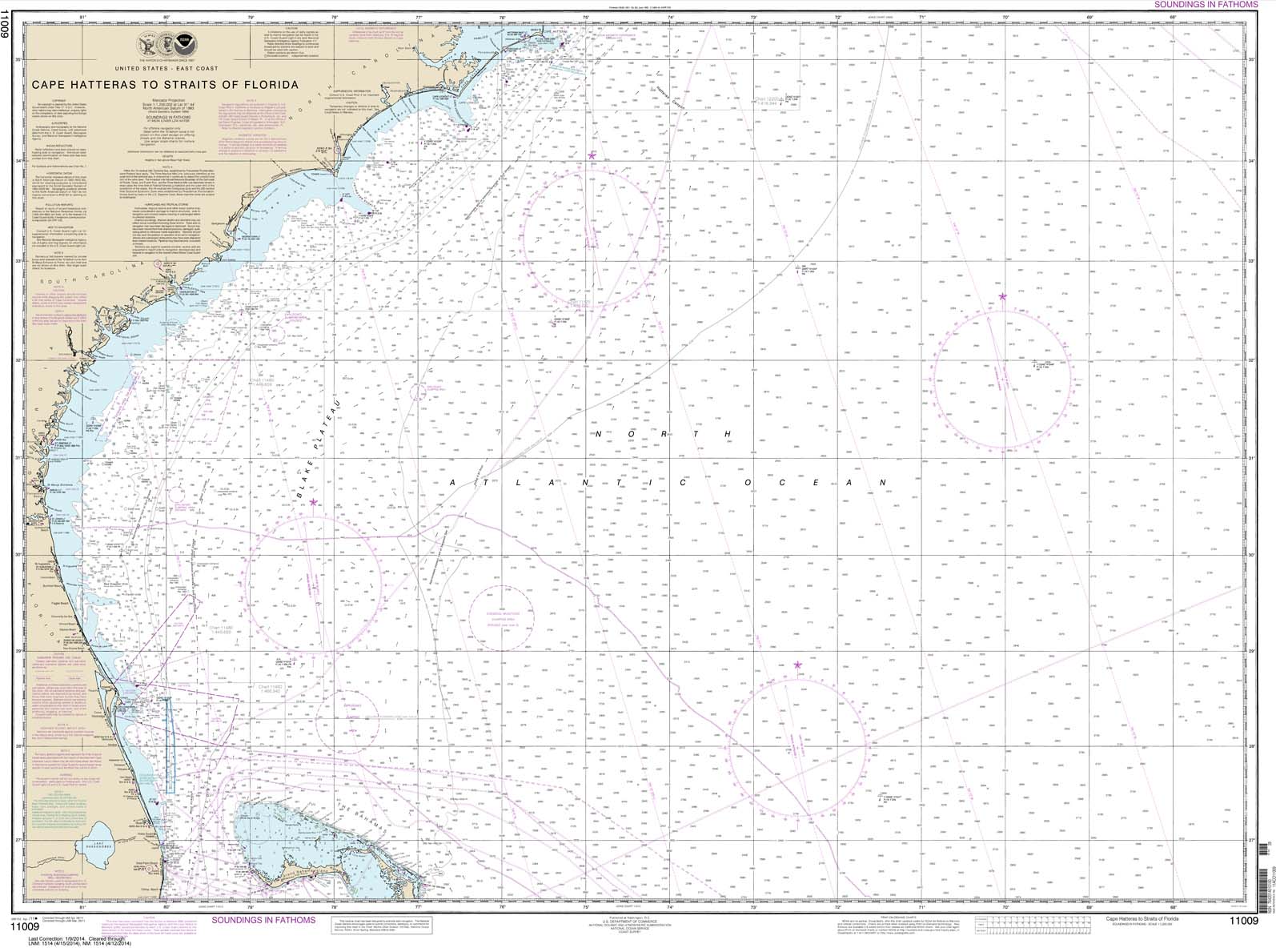 NOAA Chart 11009: Cape Hatteras to Straits of Florida