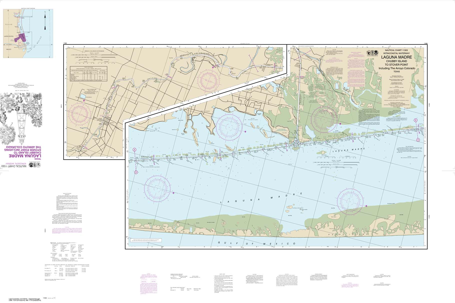 HISTORICAL NOAA Chart 11303: Intracoastal Waterway Laguna Madre - Chubby Island to Stover Point: including The Arroyo Colorado