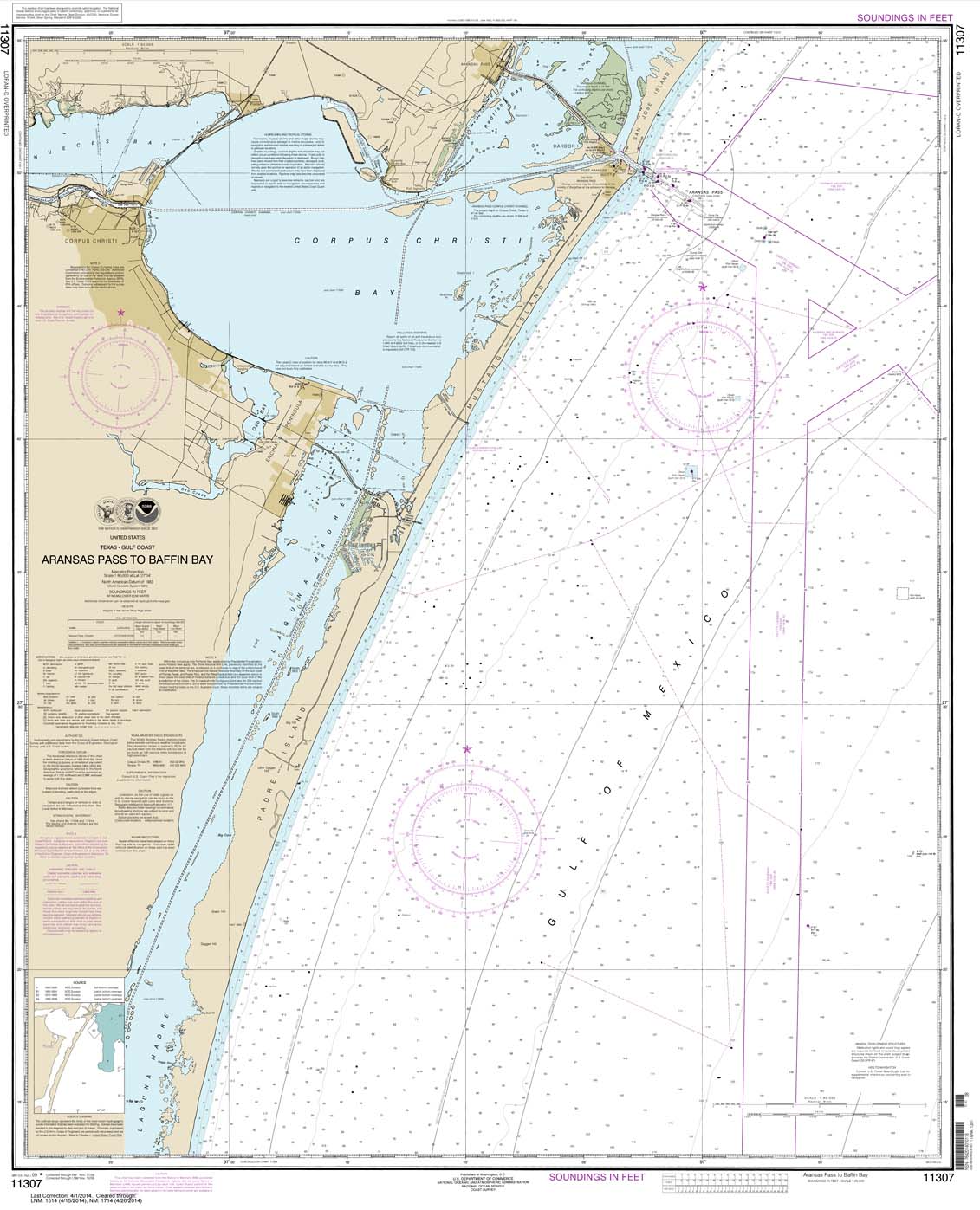 HISTORICAL NOAA Chart 11307: Aransas Pass to Baffin Bay