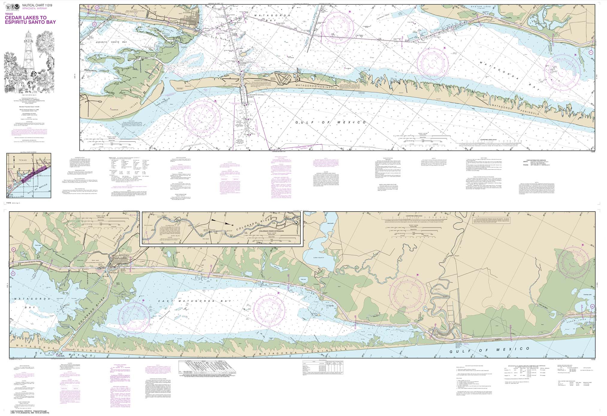 HISTORICAL NOAA Chart 11319: Intracoastal Waterway Cedar Lakes to Espiritu Santo Bay