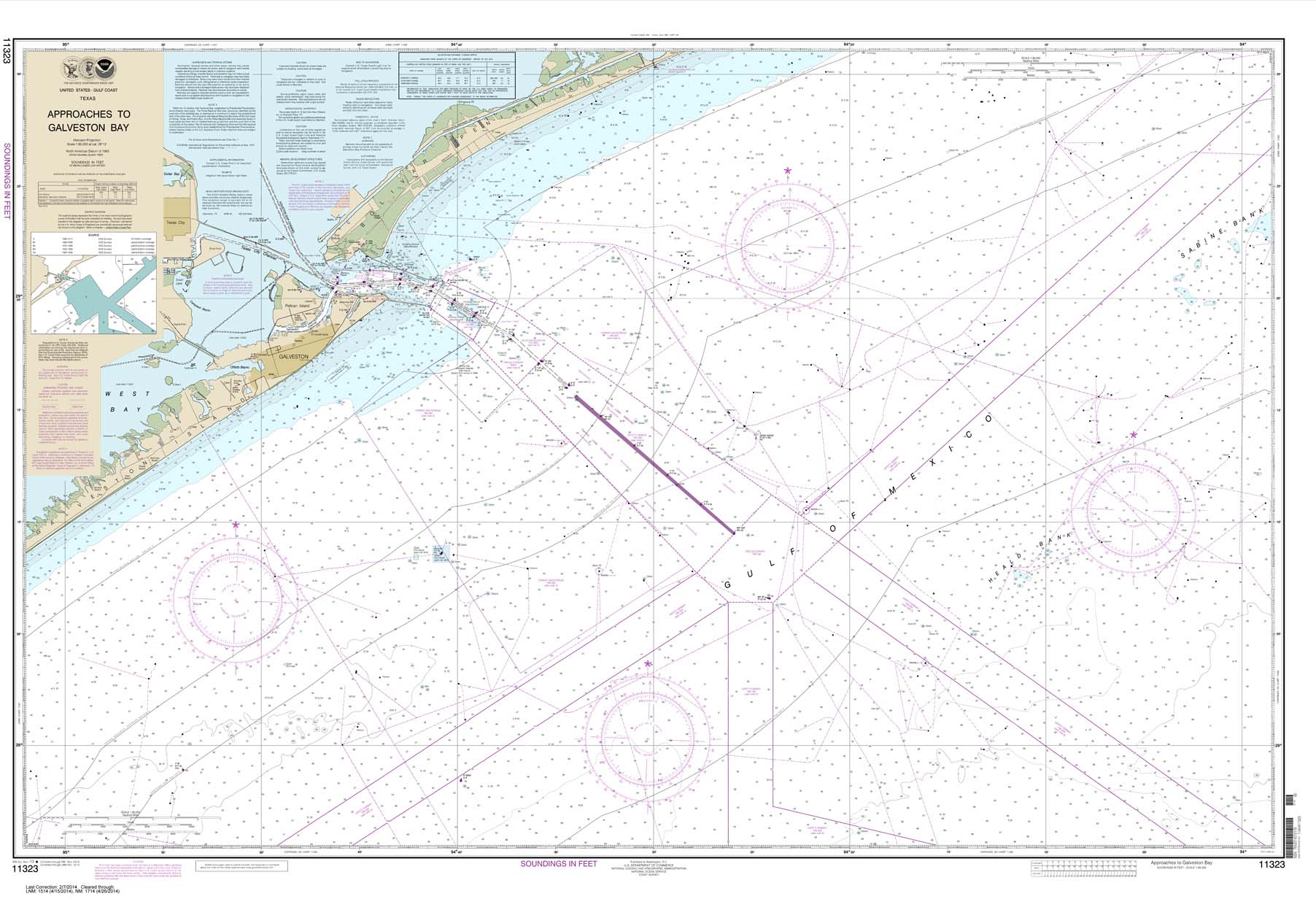HISTORICAL NOAA Chart 11323: Approaches to Galveston Bay