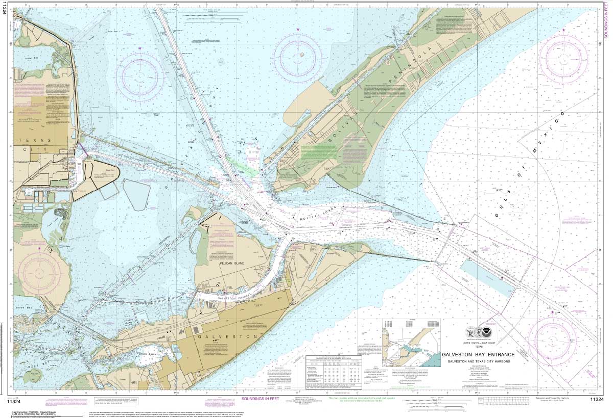 HISTORICAL NOAA Chart 11324: Galveston Bay Entrance Galveston and Texas City Harbors
