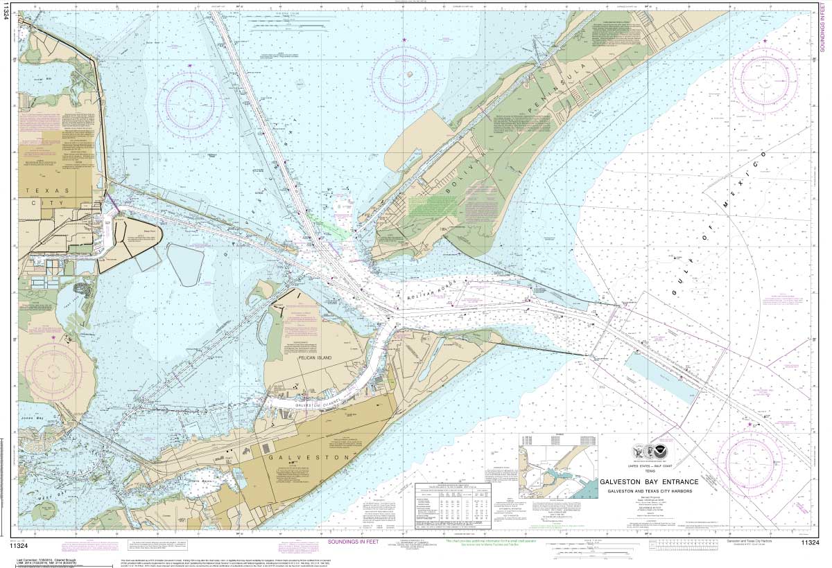 NOAA Chart 11324: Galveston Bay Entrance Galveston and Texas City Harbors