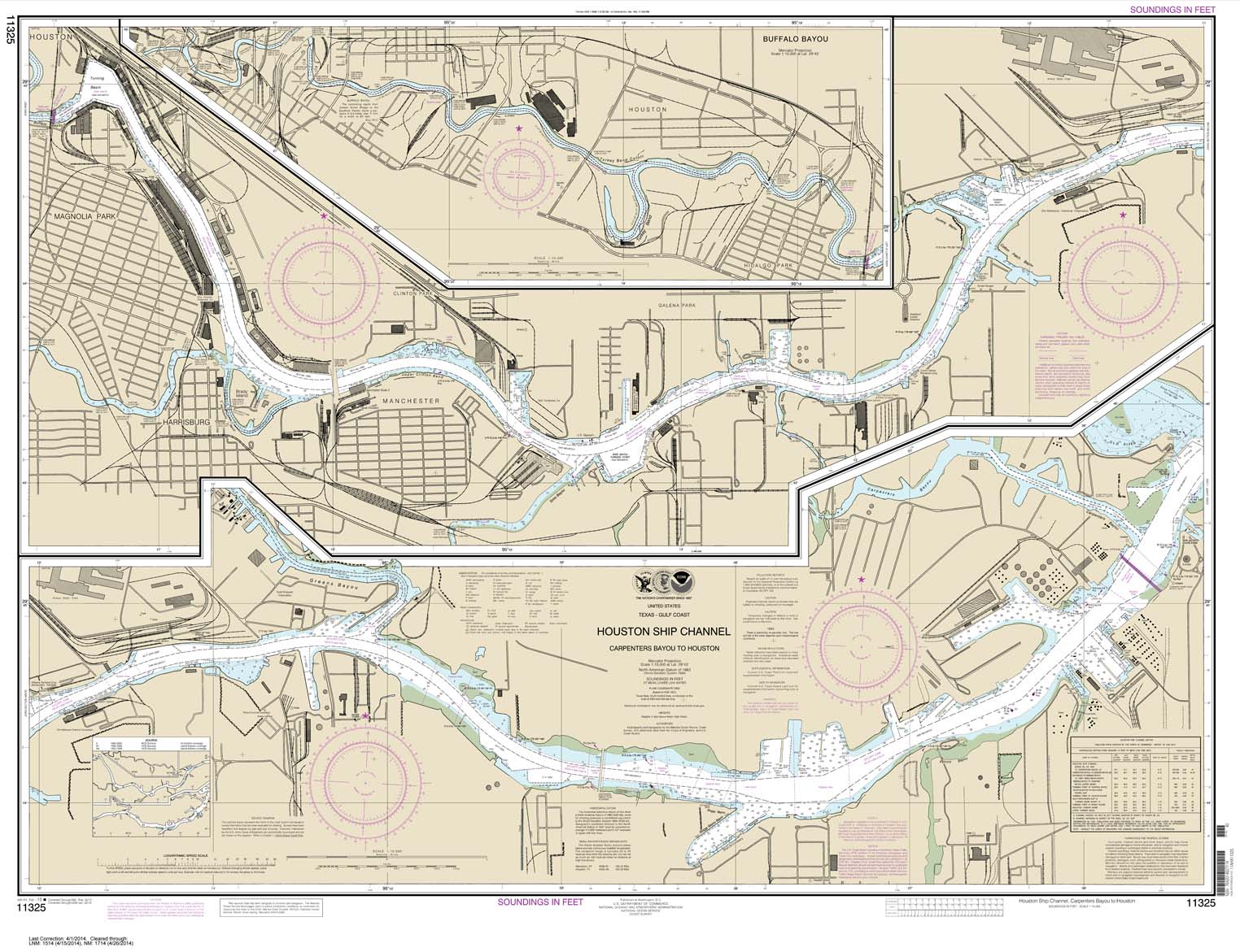 NOAA Chart 11325: Houston Ship Channel Carpenters Bayou to Houston