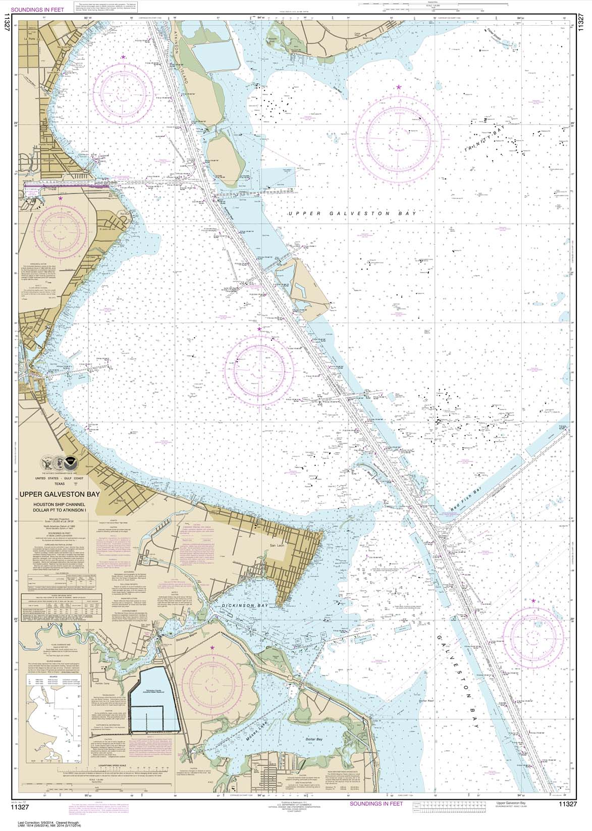 NOAA Chart 11327: Upper Galveston Bay-Houston Ship Channel-Dollar Pt. to Atkinson