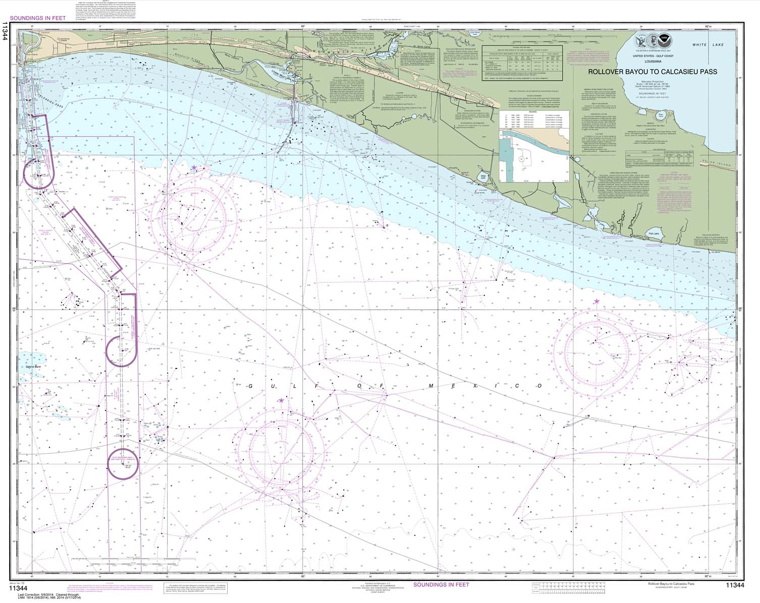 NOAA Chart 11344: Rollover Bayou to Calcasieu Pass