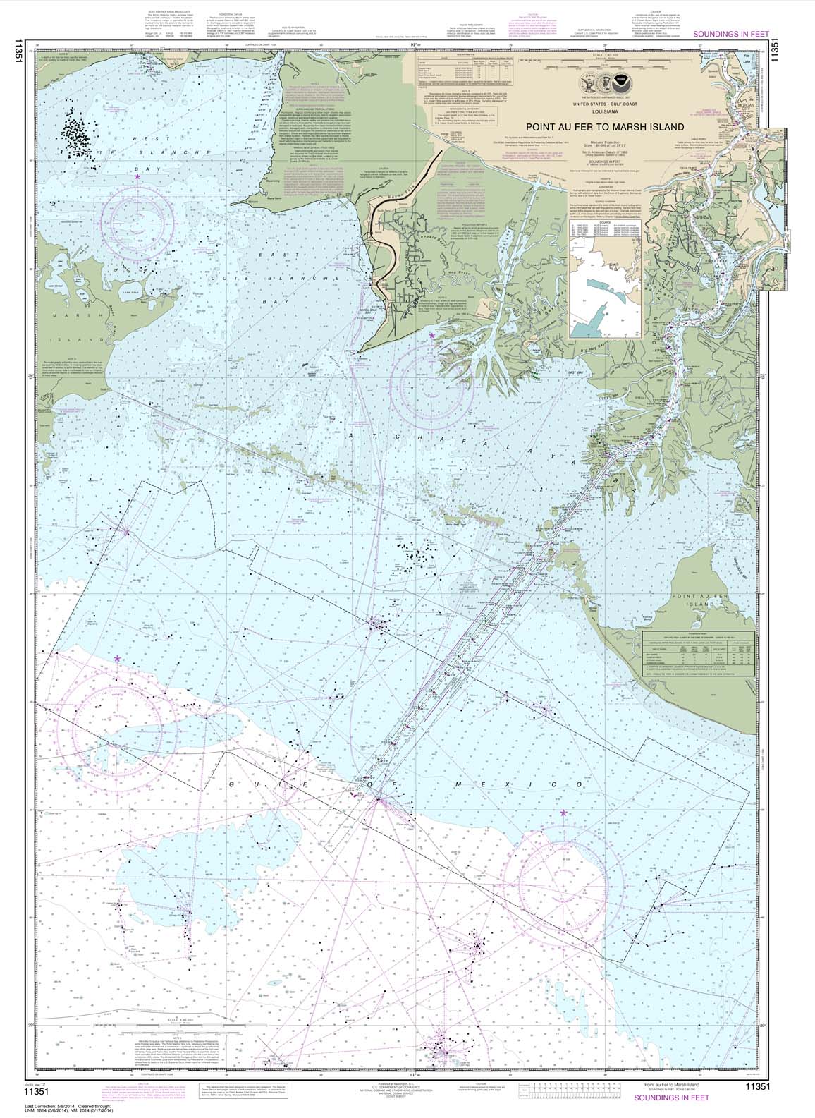 NOAA Chart 11351: Point au Fer to Marsh Island