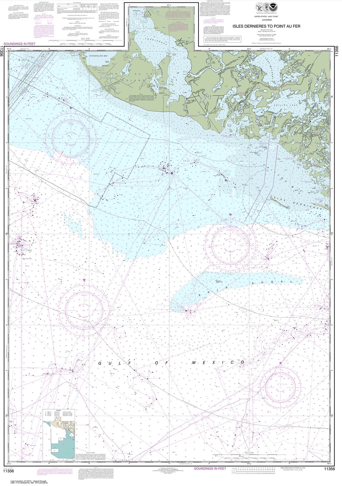 NOAA Chart 11356: Isles Dernieres to Point au Fer