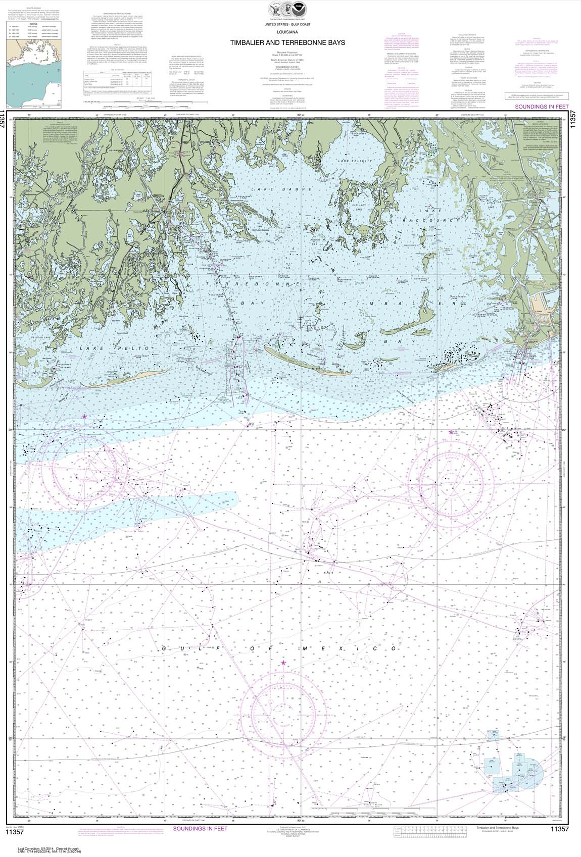 HISTORICAL NOAA Chart 11357: Timbalier and Terrebonne Bays