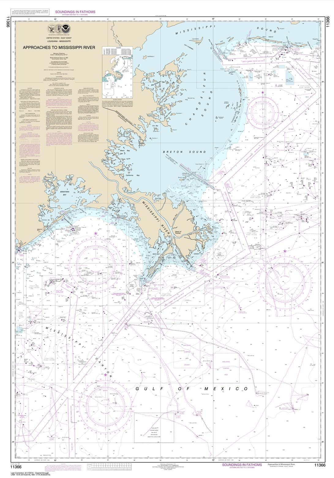 HISTORICAL NOAA Chart 11366: Approaches to Mississippi River