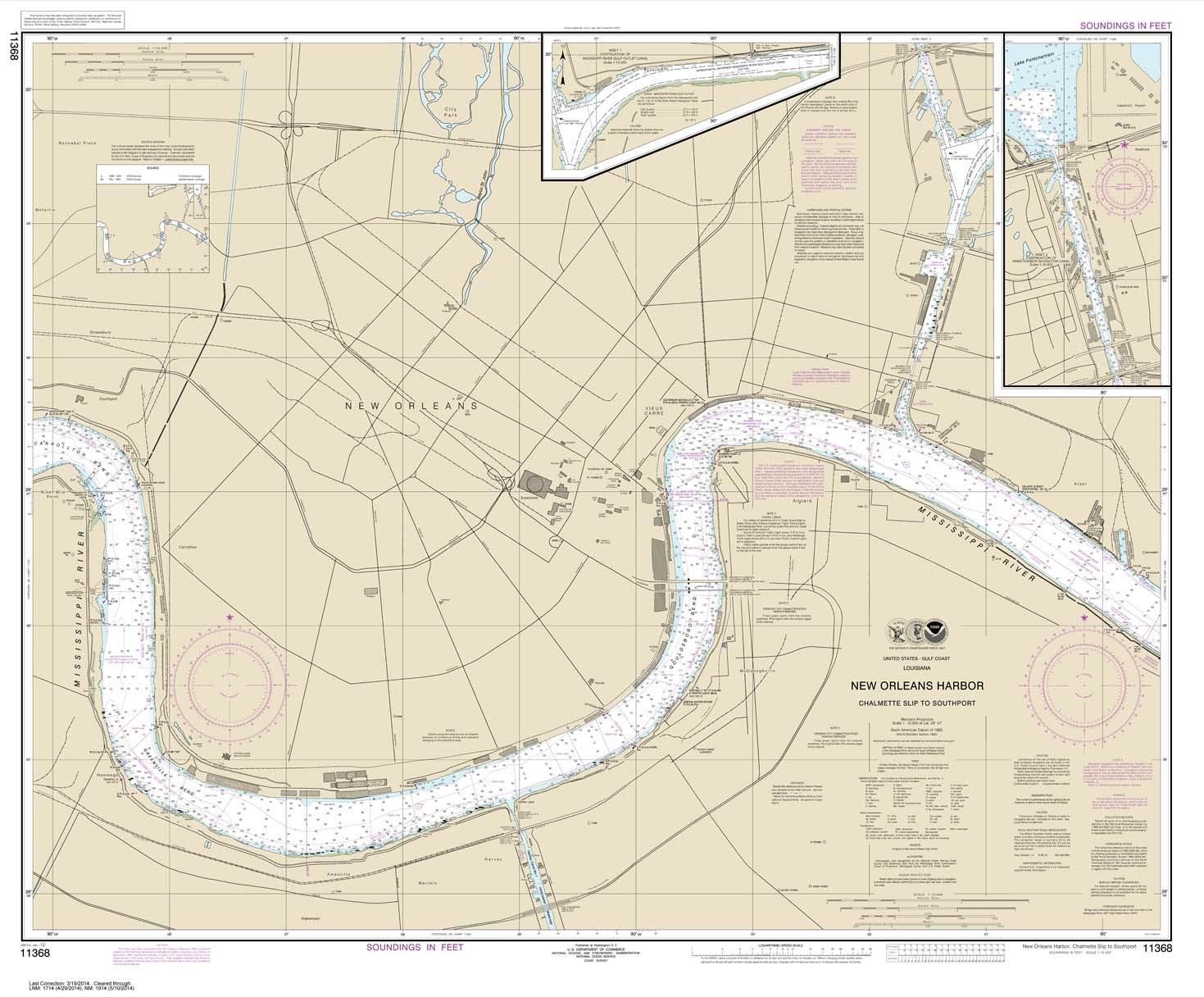 HISTORICAL NOAA Chart 11368: New Orleans Harbor Chalmette Slip to Southport