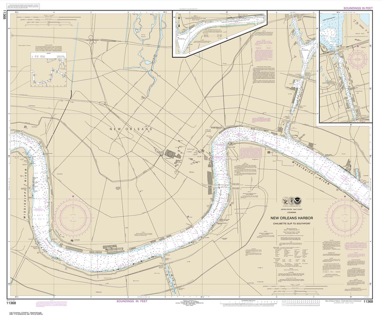 NOAA Chart 11368: New Orleans Harbor Chalmette Slip to Southport