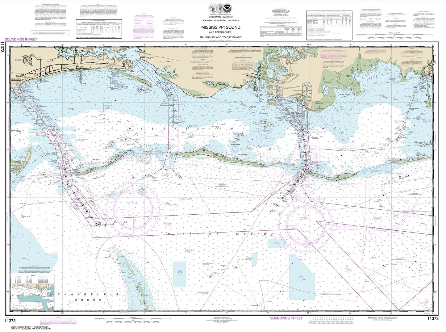 HISTORICAL NOAA Chart 11373: Mississippi Sound and approaches Dauphin Island to Cat Island