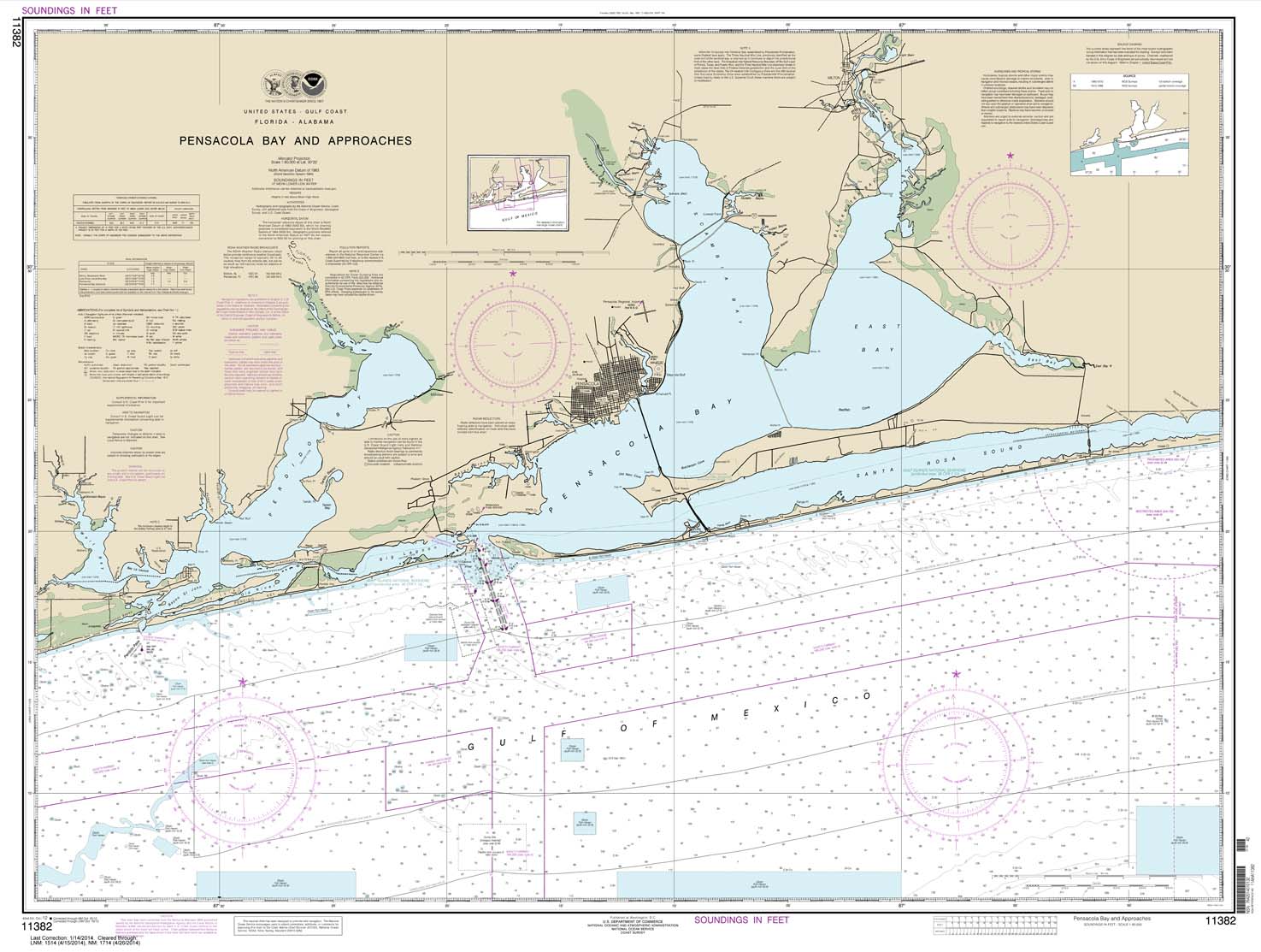 HISTORICAL NOAA Chart 11382: Pensacola Bay and approaches