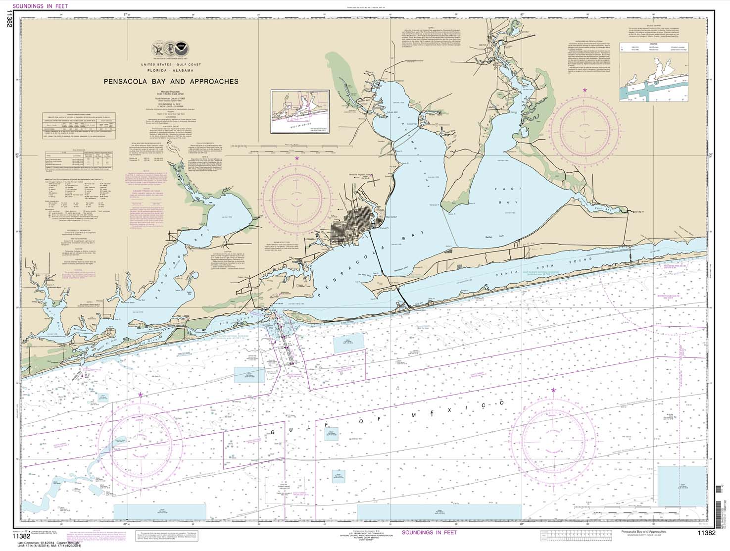 NOAA Chart 11382: Pensacola Bay and approaches