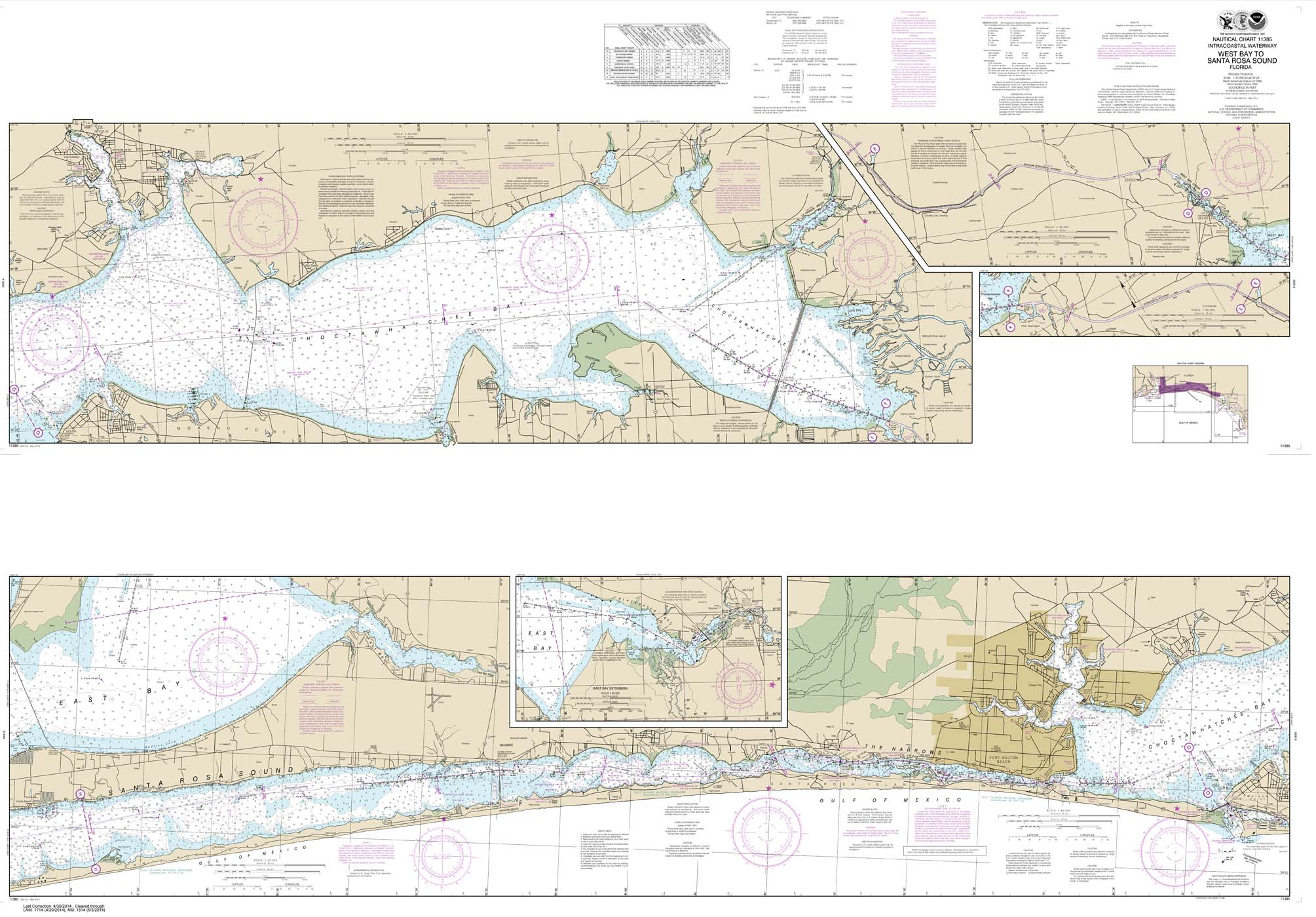 HISTORICAL NOAA Chart 11385: Intracoastal Waterway West Bay to Santa Rosa Sound