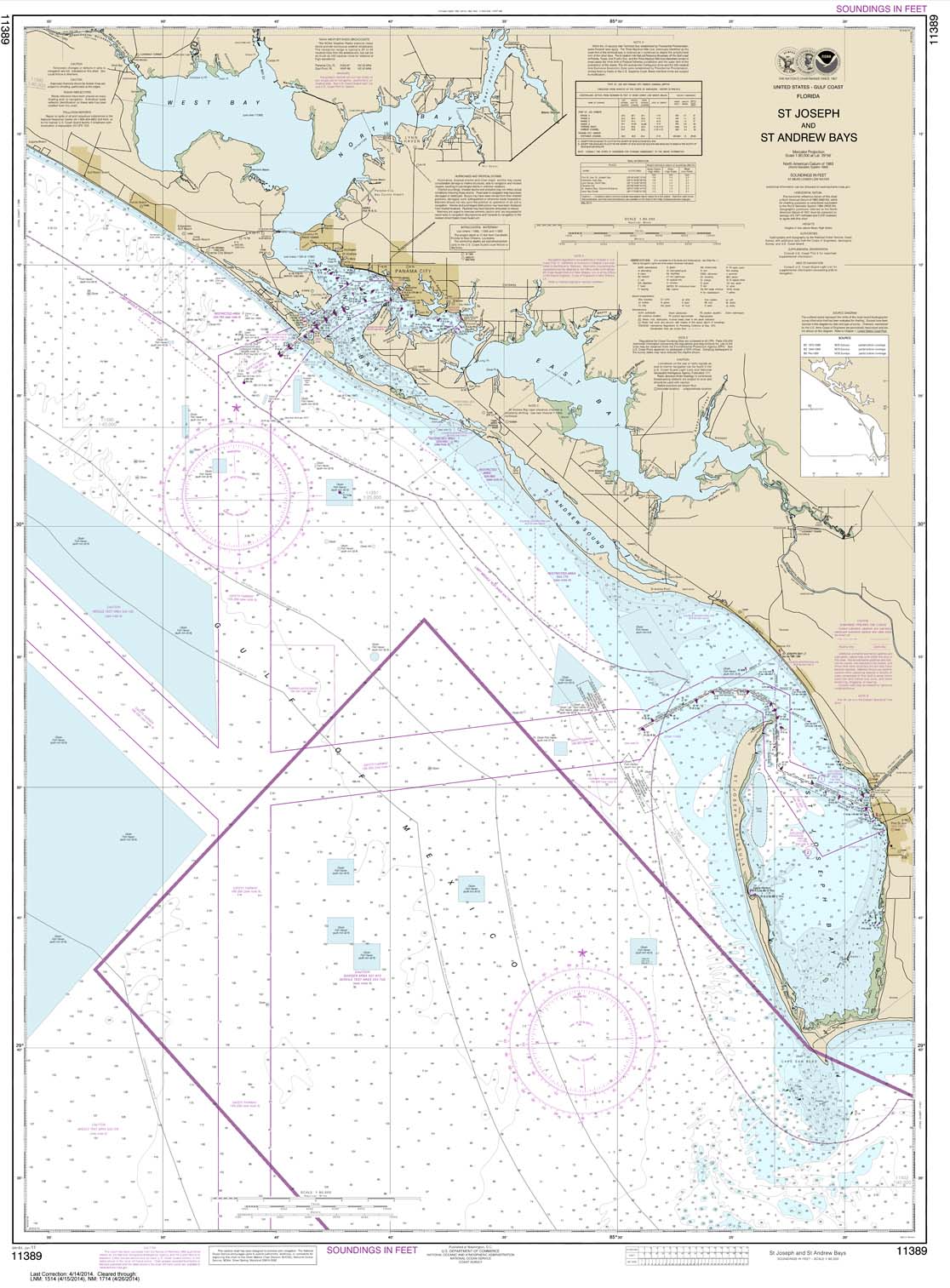 NOAA Chart 11389: St Joseph and St Andrew Bays