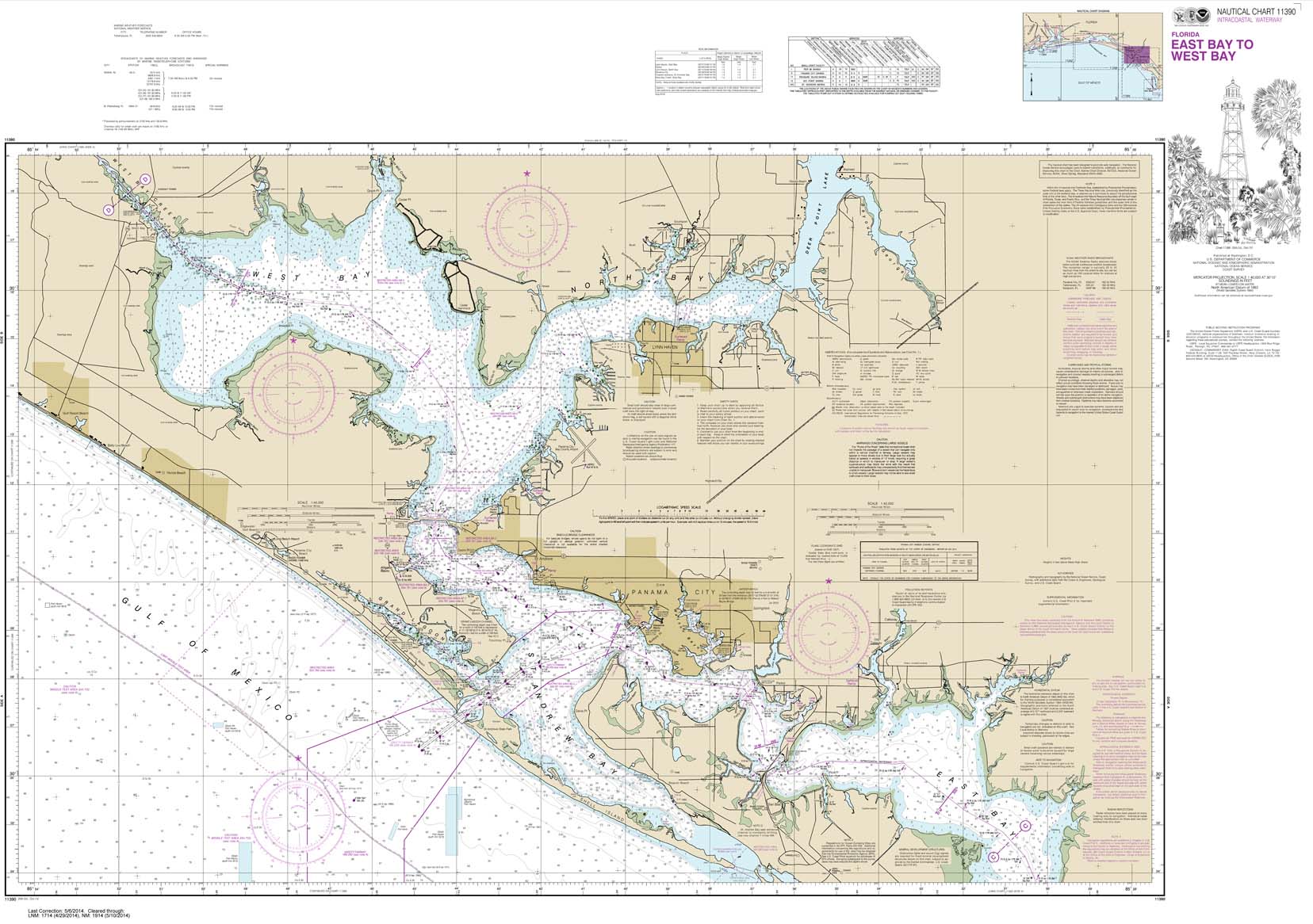 HISTORICAL NOAA Chart 11390: Intracoastal Waterway East Bay to West Bay