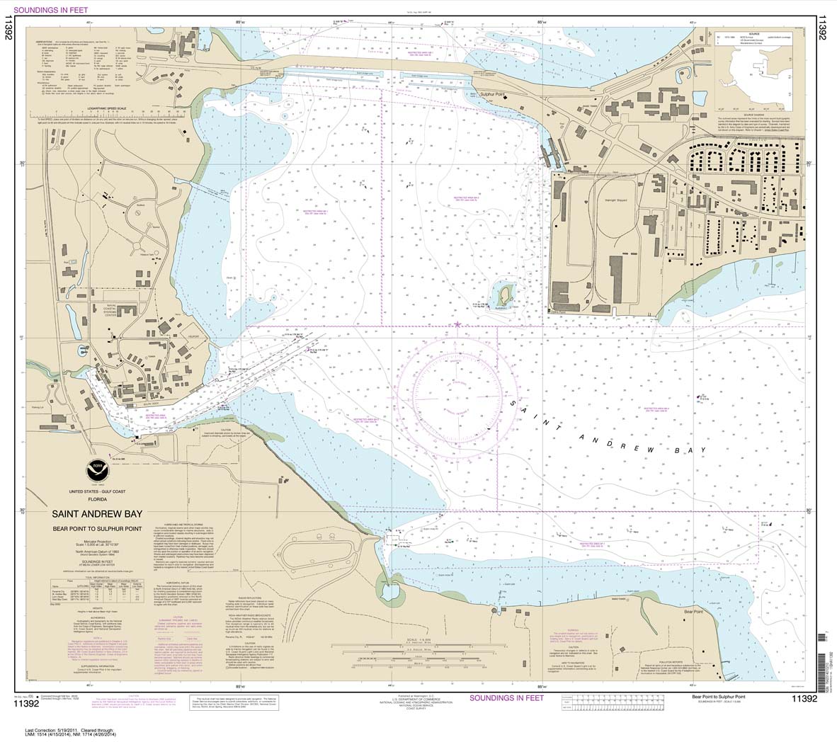 HISTORICAL NOAA Chart 11392: St. Andrew Bay - Bear Point to Sulpher Point