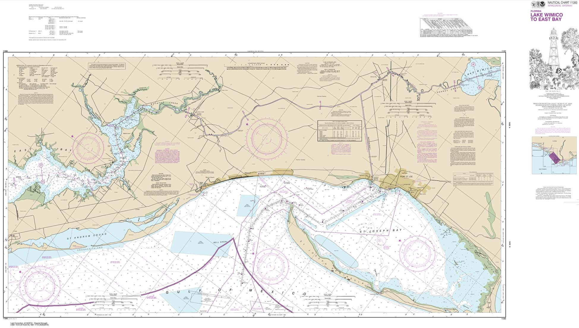 HISTORICAL NOAA Chart 11393: Intracoastal Waterway Lake Wimico to East Bay