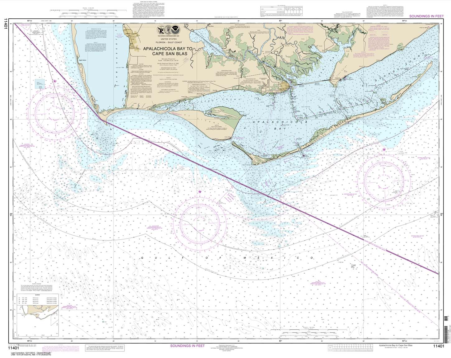 HISTORICAL NOAA Chart 11401: Apalachicola Bay to Cape San Blas