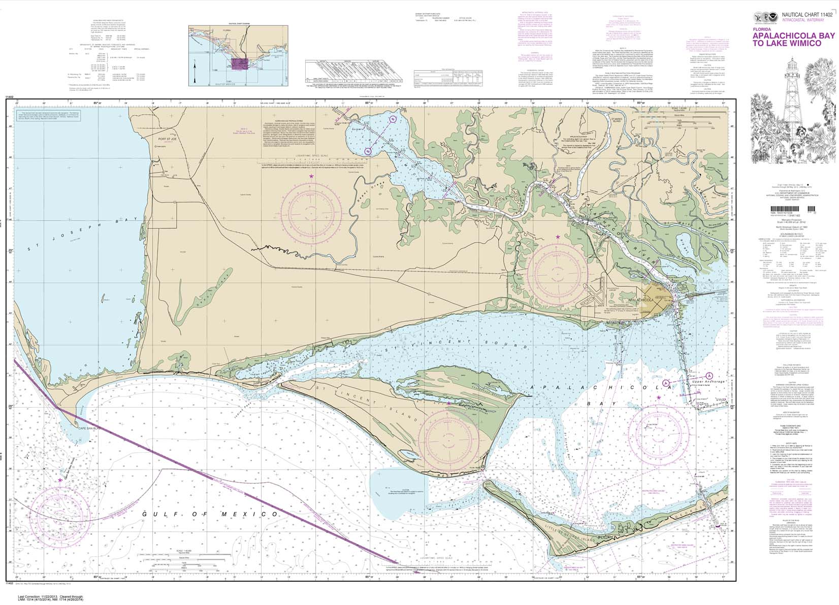 HISTORICAL NOAA Chart 11402: Intracoastal Waterway Apalachicola Bay to Lake Wimico