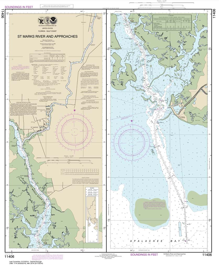 HISTORICAL NOAA Chart 11406: St.Marks River and approaches