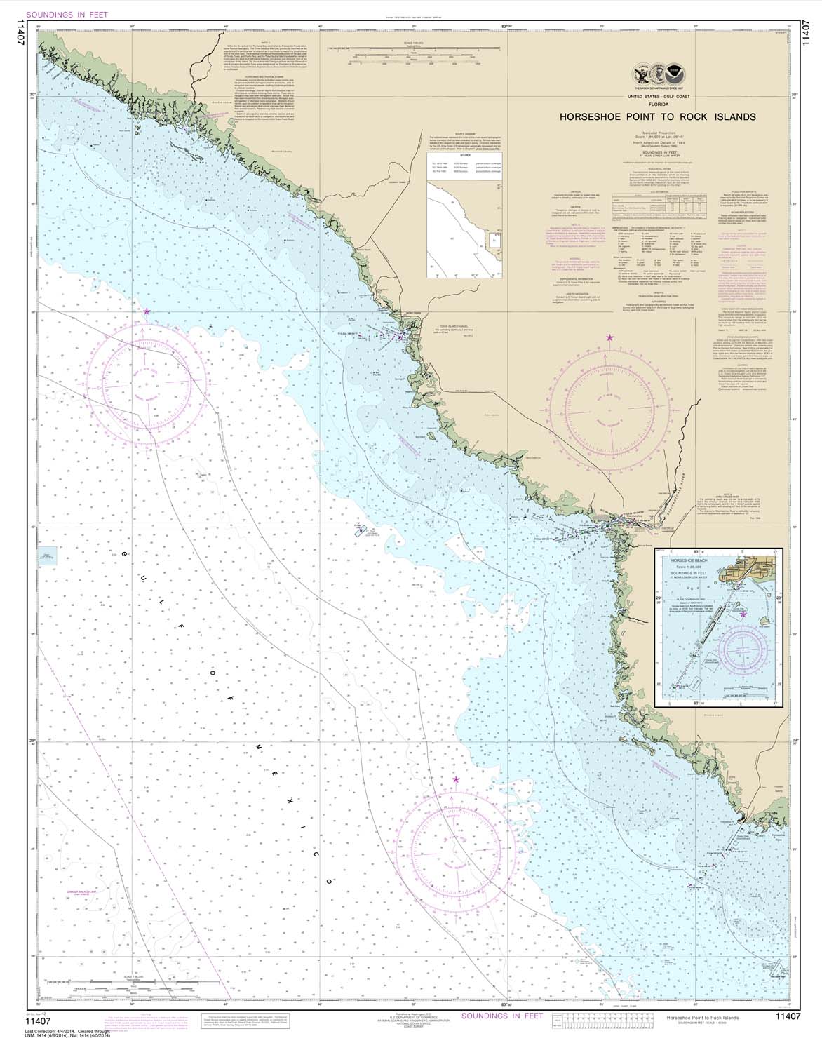 HISTORICAL NOAA Chart 11407: Horseshoe Point to Rock Islands;Horseshoe Beach