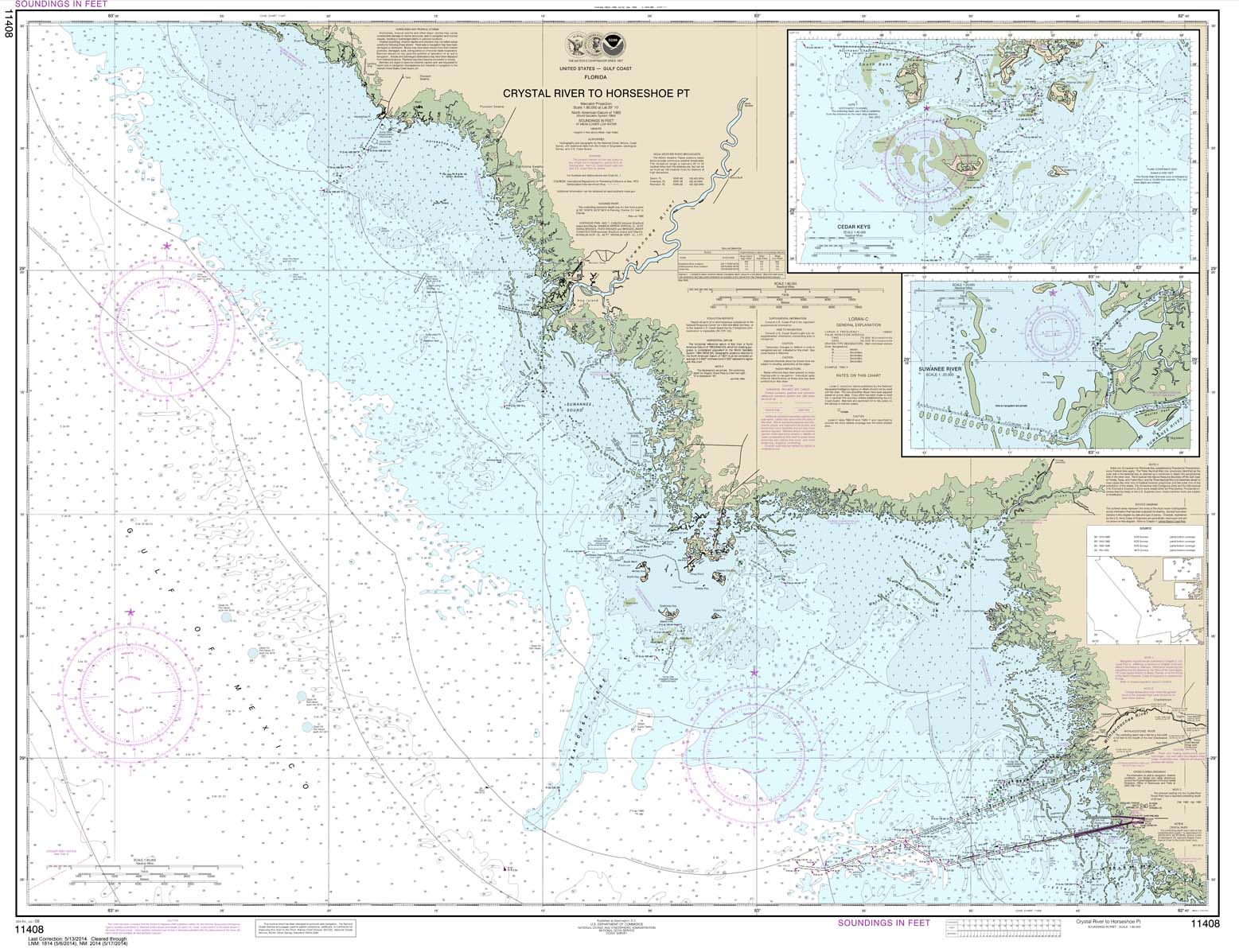 HISTORICAL NOAA Chart 11408: Crystal River to Horseshoe Point;Suwannee River;Cedar Keys